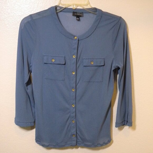The Limited semi sheer periwinkle Button Down Top - Picture 1 of 9